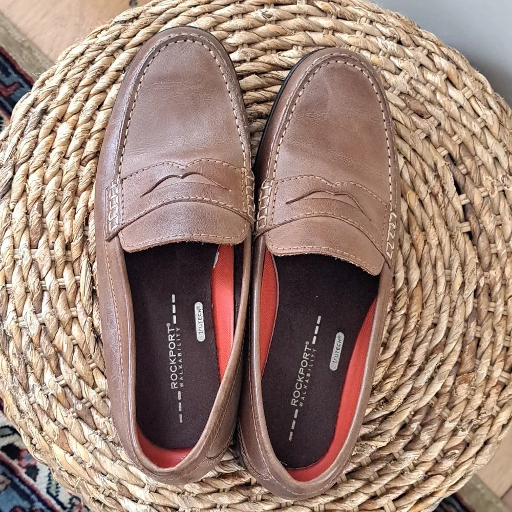 Rockport Mens Classic Comfort Brown Leather Penny Loafers‎ Padded Sz. 10